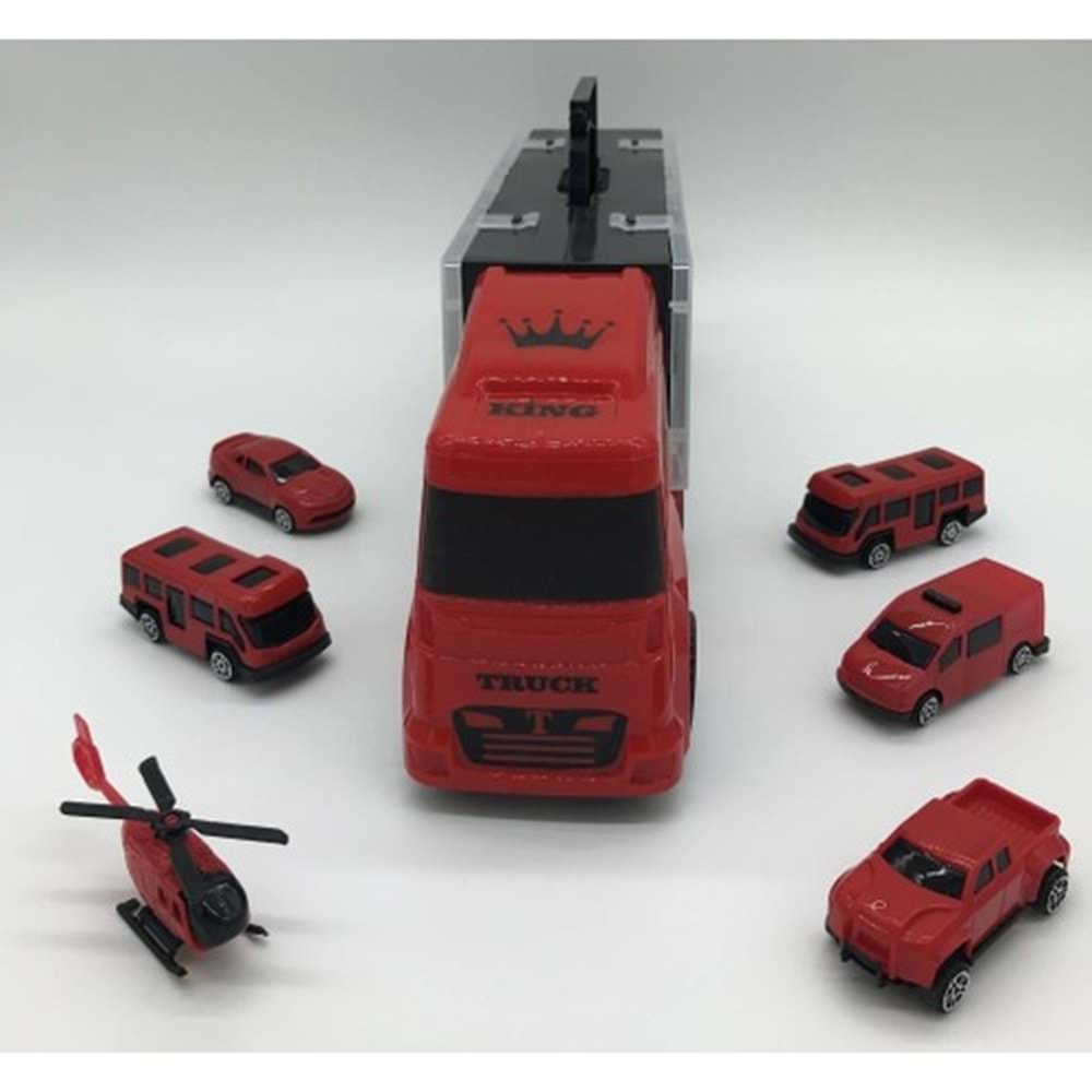 King Kids 6 Mini Araç ve Taşıyıcı Kamyon Kırmızı LAL 2016