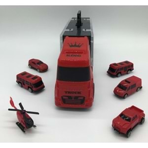 King Kids 6 Mini Araç ve Taşıyıcı Kamyon Kırmızı LAL 2016