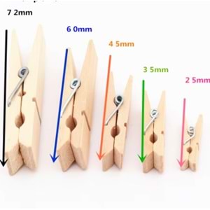 Hm Ahşap Mini Mandal Renkli 25mm 6850-7 100 Lü
