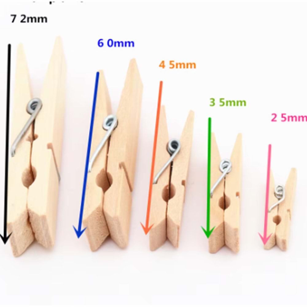 Hm Ahşap Mini Mandal Renkli 45mm 6850-11 100 Lü