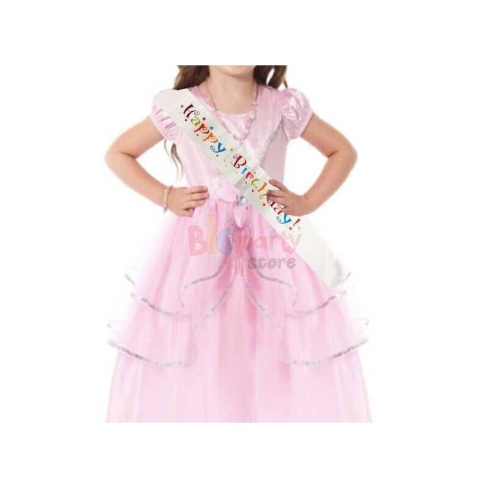 Kuşak Saten Happy Birthday Renkli