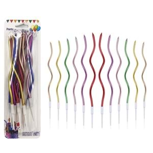 Mum İnce 16cm Dalgalı Metalik Mum 12 Li