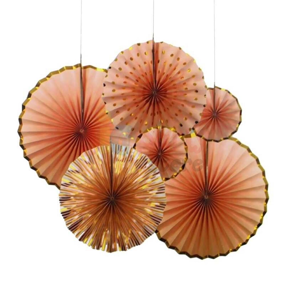 Kağıt Yelpaze 6 Lı Varaklı Set