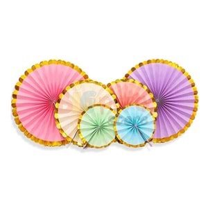 Kağıt Yelpaze 6 Lı Varaklı Set