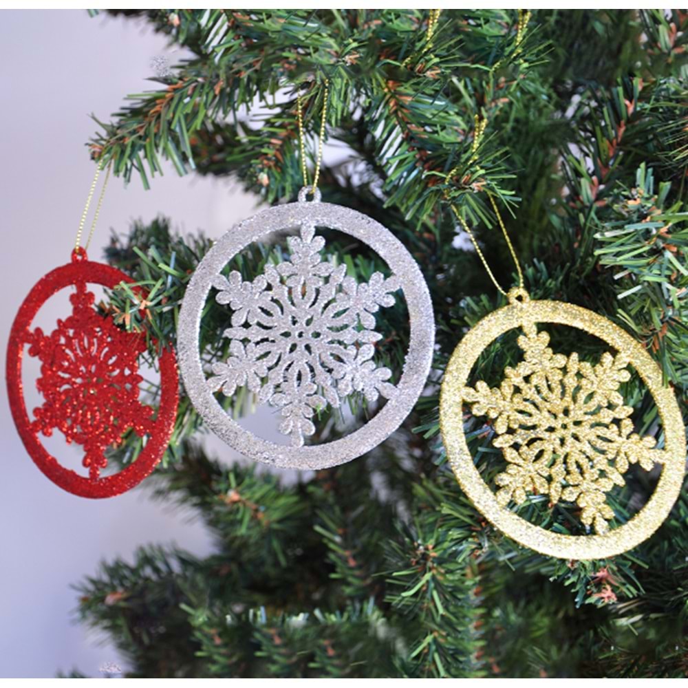 Kika Yılbaşı Ağaç Süsü Simli Kar 3lü 2006781-13