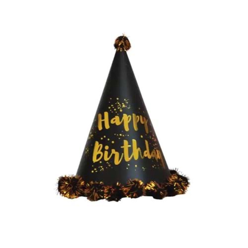 Brş Ponponlu Şapka Happy Birthday Baskıl Mini 17cm