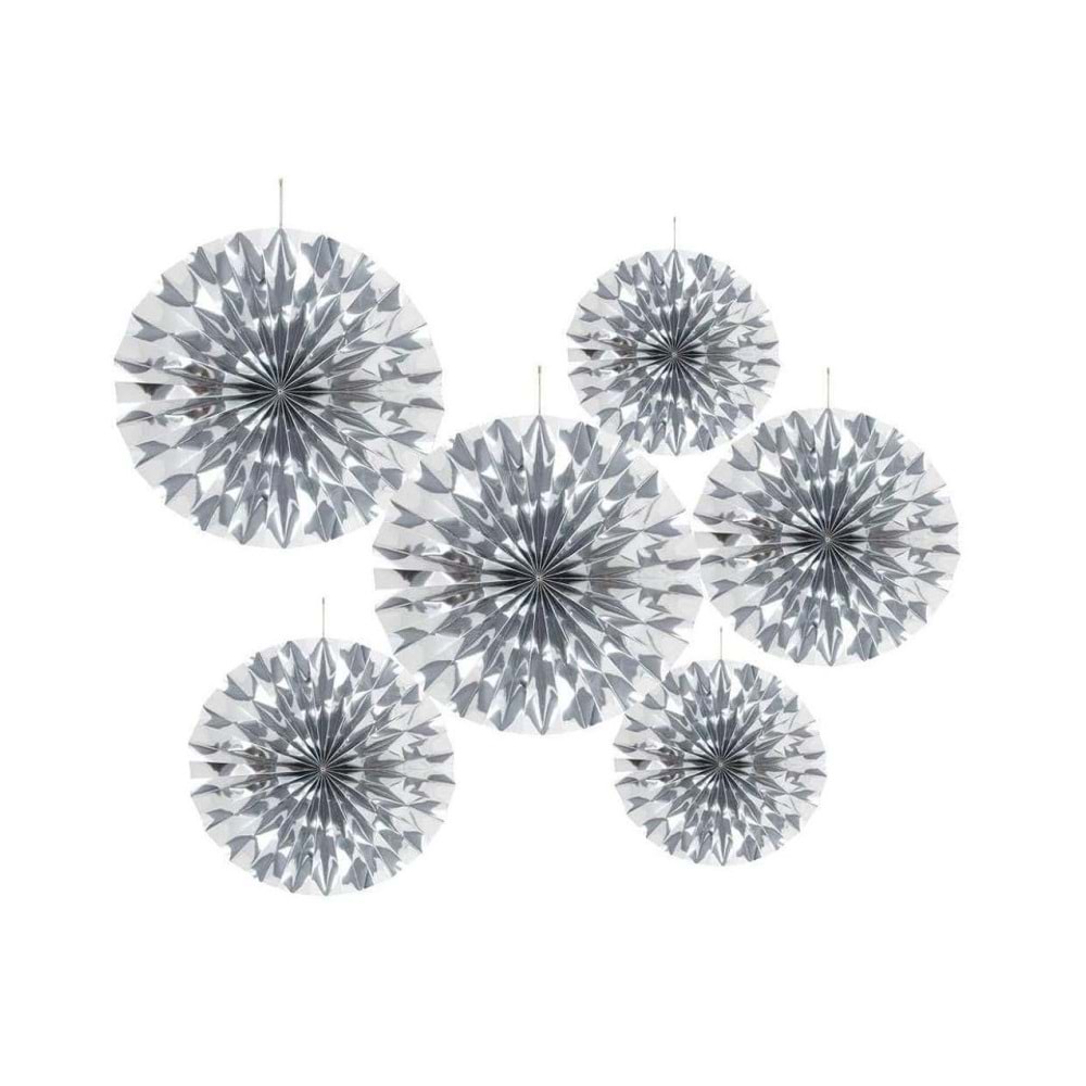 Kağıt Yelpaze Gümüş 6 Lı