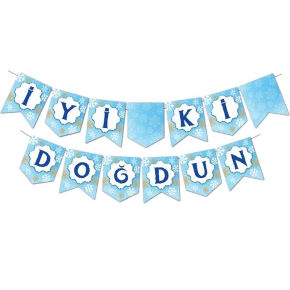 Kağıt Banner Kar Teması İyi ki Doğdun