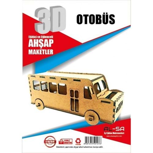 Alsa 3D Ahşap Maket Yap Boya Otobüs