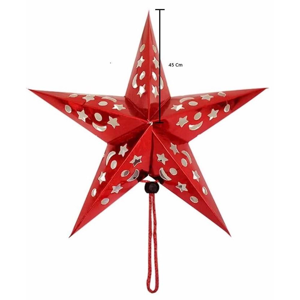 Karton Yıldız 3D Hologramlı 45cm Kırmızı