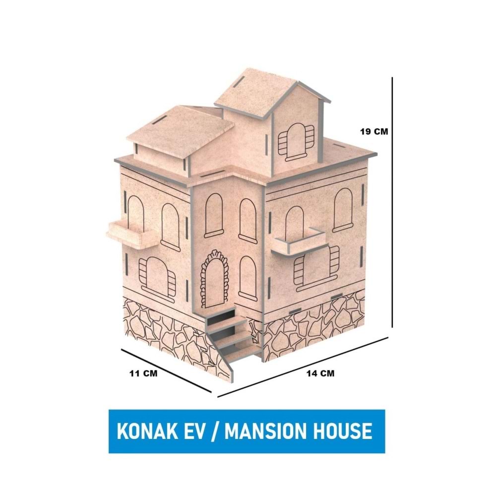 Maketix 3D Ahşap Boyama Seti Konak Ev 9788
