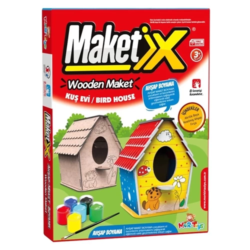 Maketix 3D Ahşap Boyama Seti Kuş Evi 9792