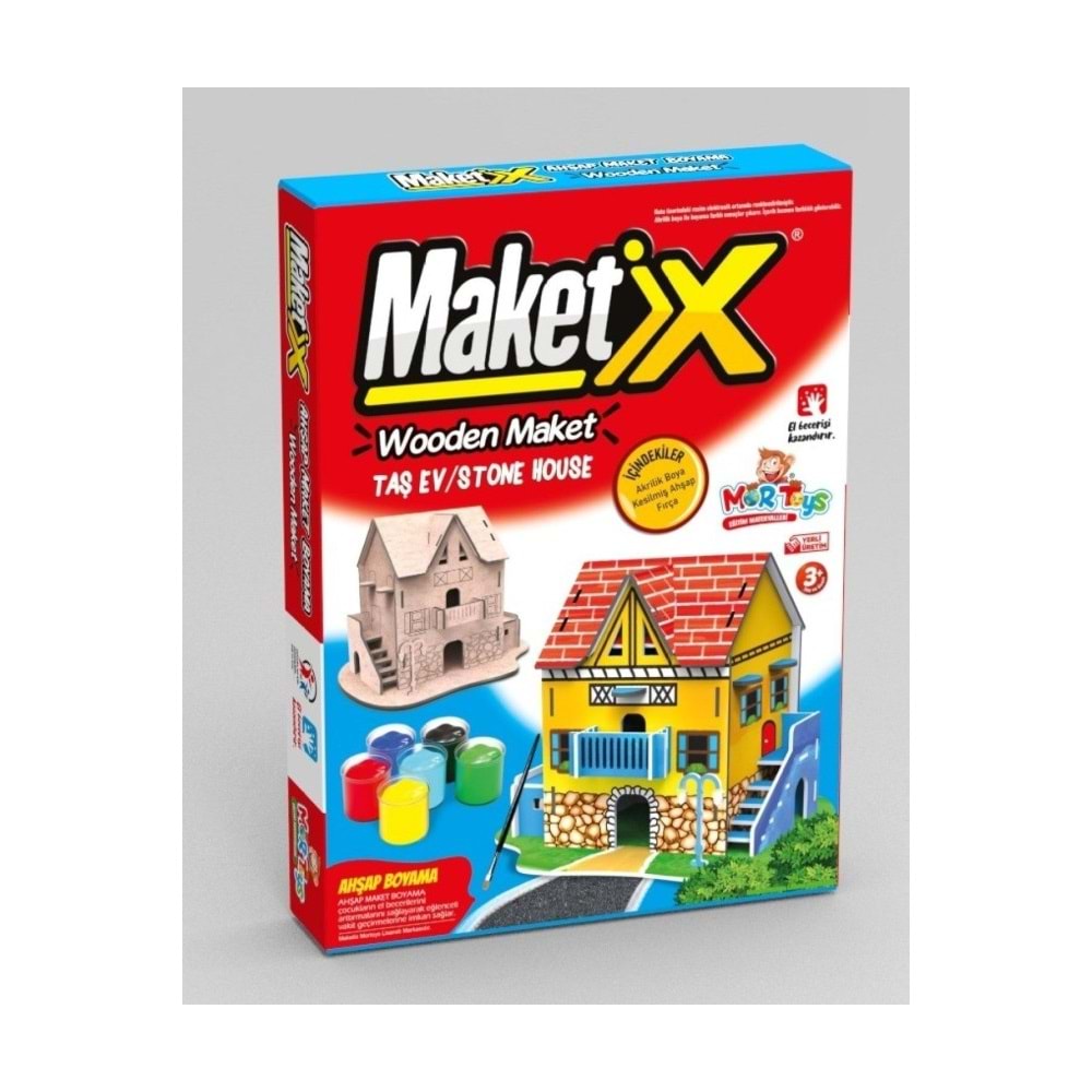 Maketix 3D Ahşap Boyama Seti Taş Ev 9786