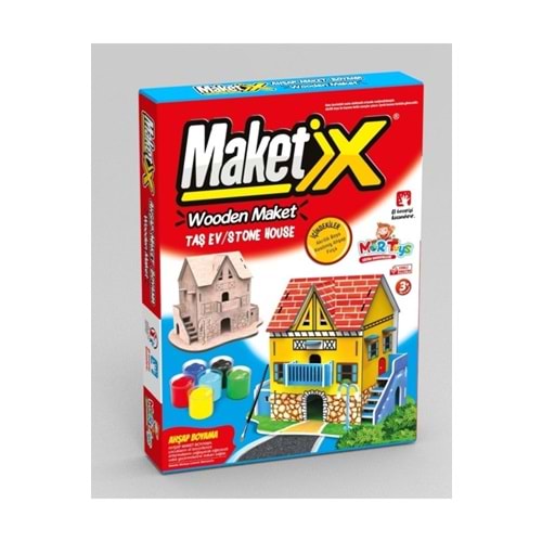 Maketix 3D Ahşap Boyama Seti Taş Ev 9786