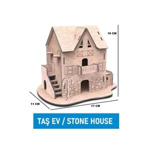 Maketix 3D Ahşap Boyama Seti Taş Ev 9786