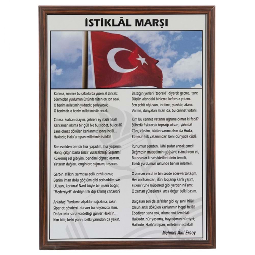 Akyazı İstiklal Marşı Mdf Çerçeve 50x70