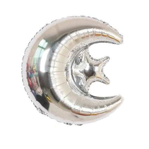 Folyo Balon Ay Yıldız Gümüş