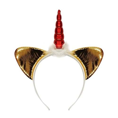 Brş Taç Unicorn Saten Parlak Boynuzlu Tüylü