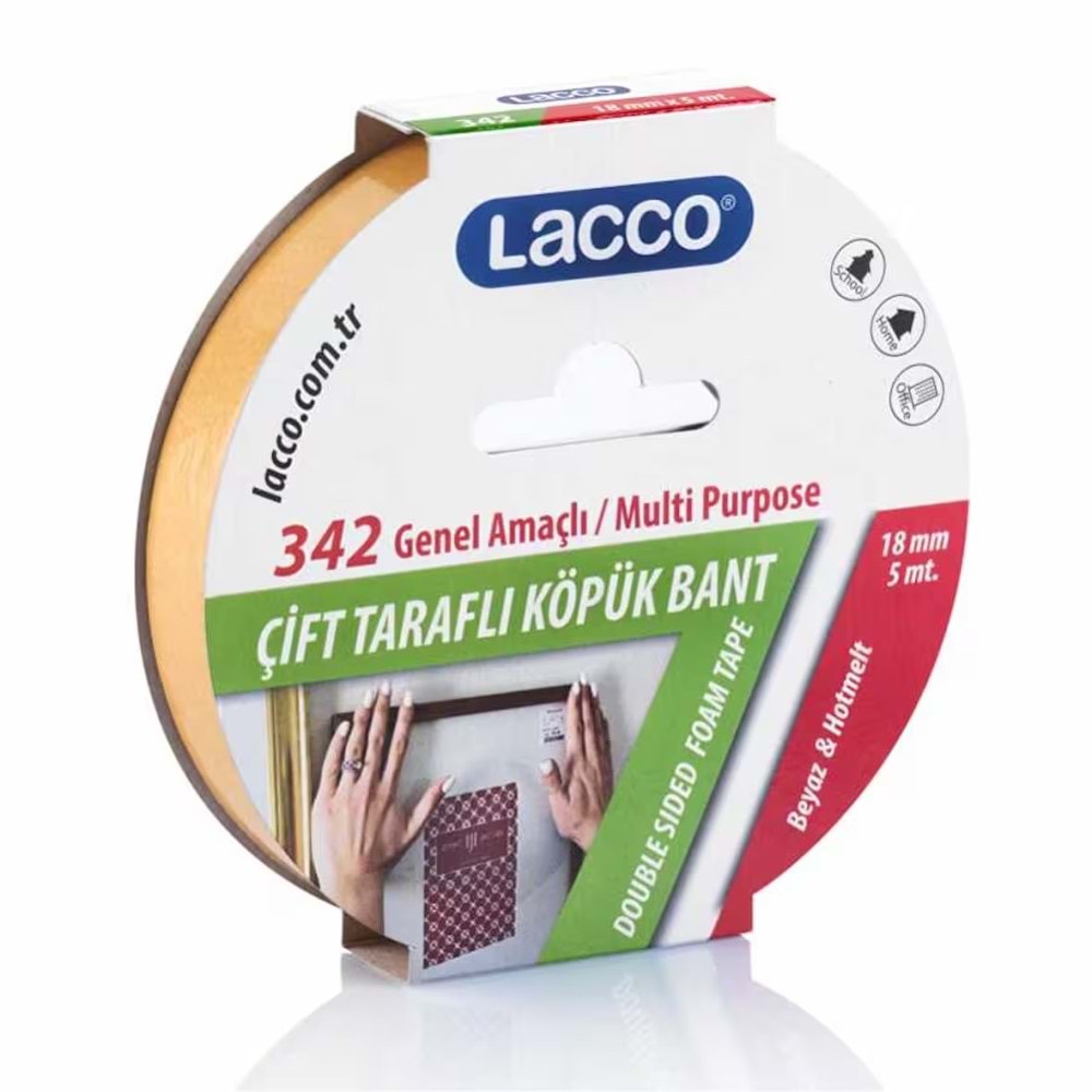 Lacco Çift Taraflı Köpük Bant 18Mmx5M 342