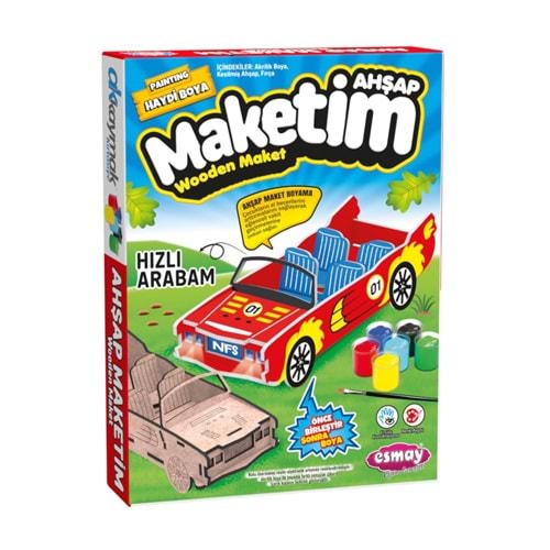 Esmay Ahşap Maket Boyama Hızlı Arabam 3068