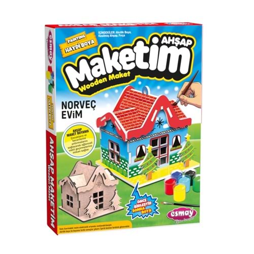 Esmay Ahşap Maket Boyama Norveç Evim 3063