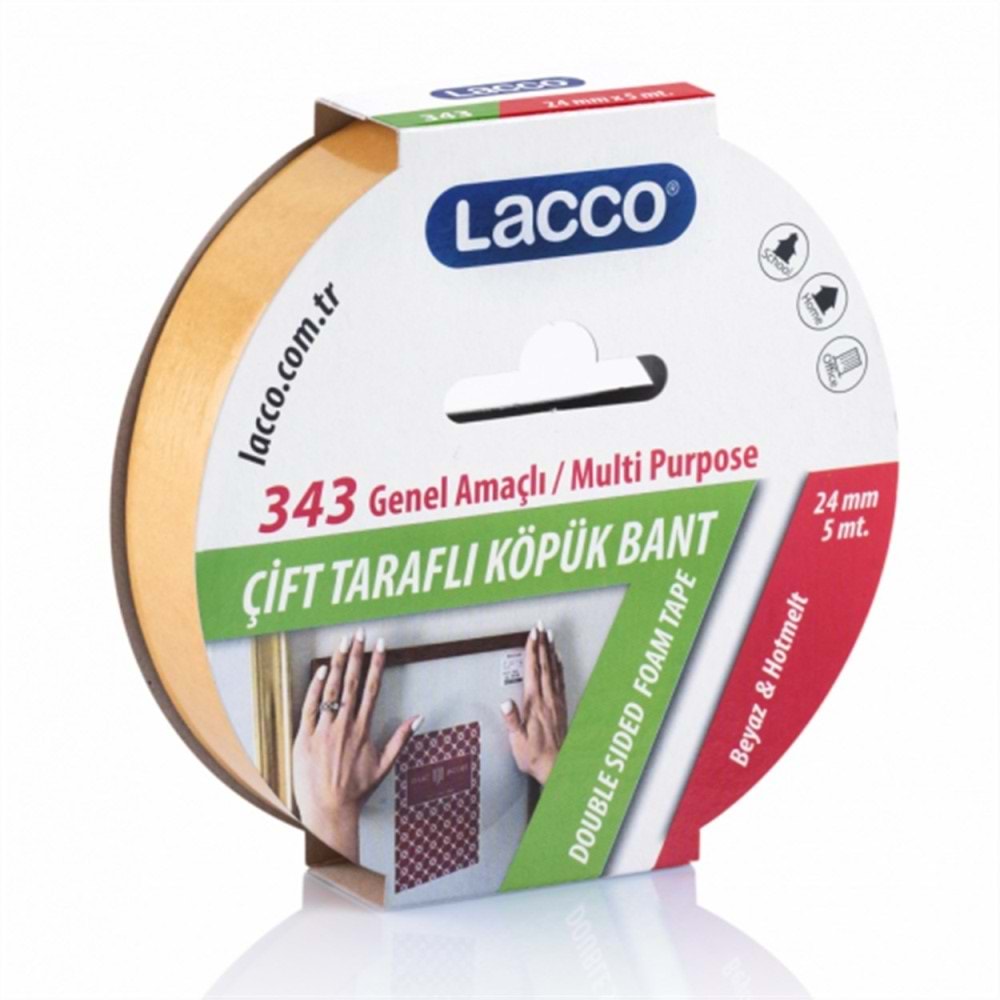 Lacco Çift Taraflı Köpük Bant 24Mmx5M 343
