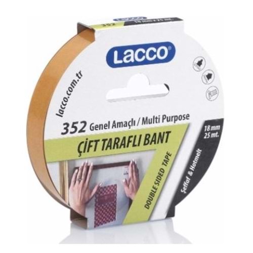 Lacco Çift Taraflı Bant 352 Genel Amaçlı 18Mmx25Mt