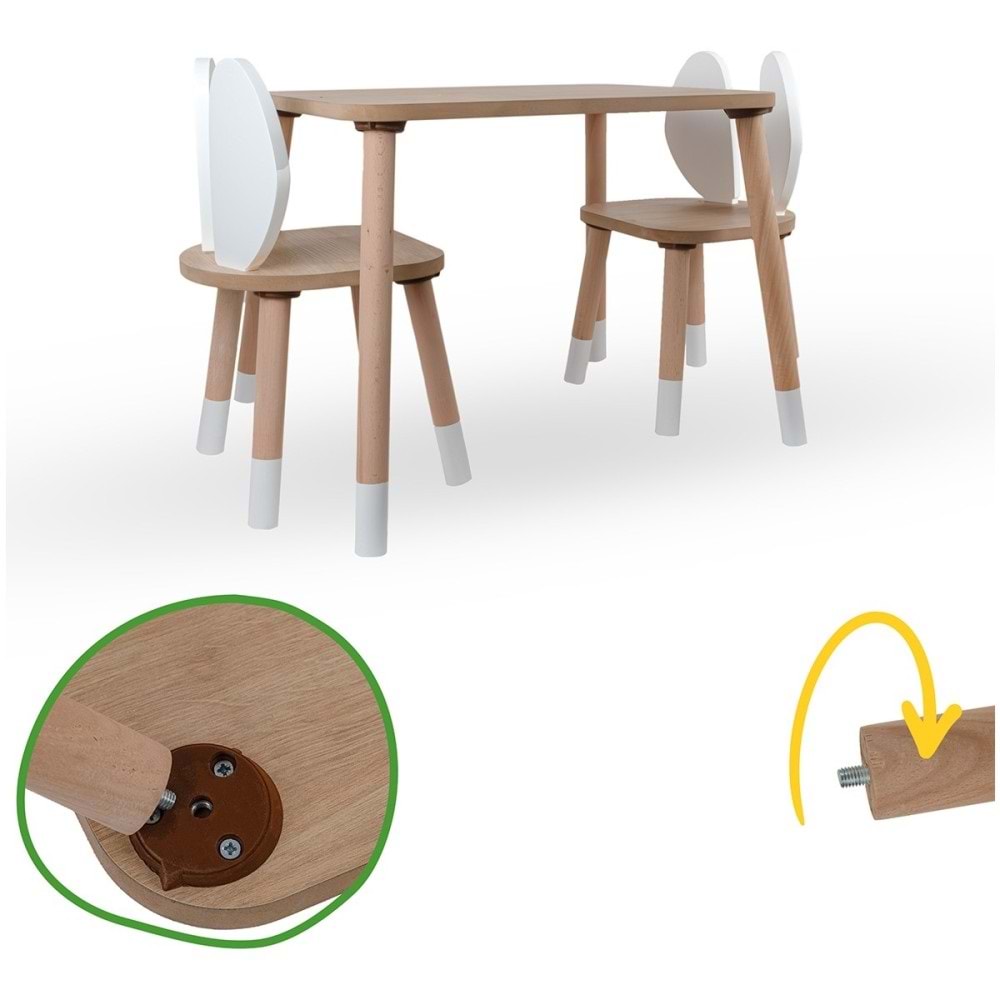 Bee Smart Safir Meşe 2 Sandalyeli Set MS-06