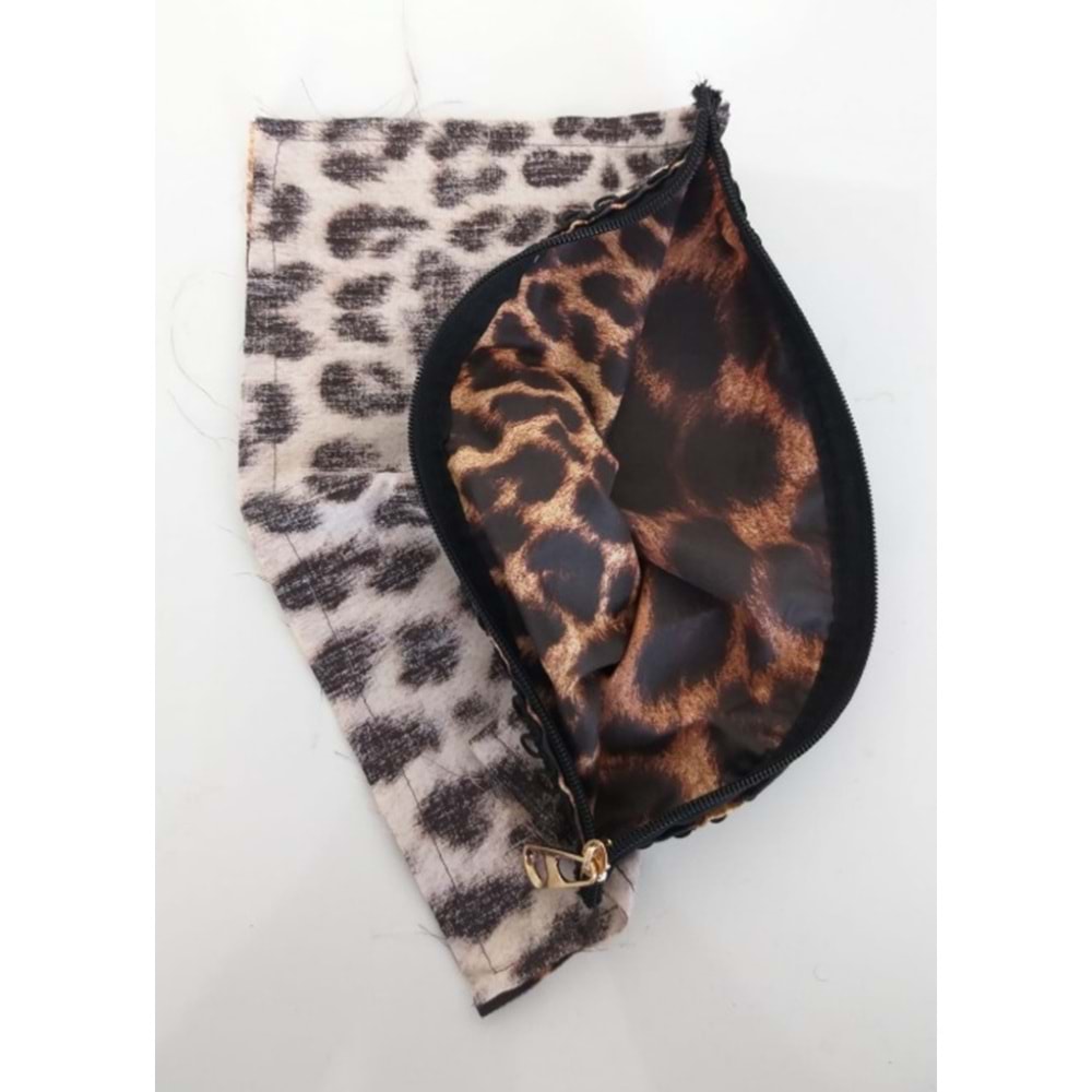 Çanta Aksesuar 20X30 Cm, Dikilmiş Halde, Fermuarlı Astar Leopar
