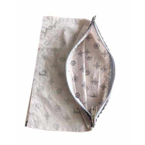 Çanta Aksesuar 20X30 Cm Dikilmiş Fermuarlı Astar Sütlü Kahve Pc Desen