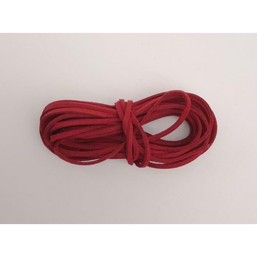 Çanta Aksesuar 5 metre Kırmızı Nubuk Deri İp No:1