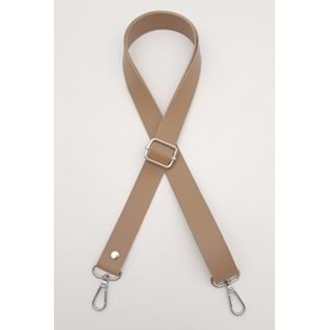 Çanta Aksesuar Suni Deri Ayarlı Çanta Sapı 120X2.4 Cm Vizon Gümüş Metal