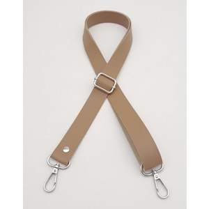 Çanta Aksesuar Suni Deri Ayarlı Çanta Sapı 120X2.4 Cm Vizon Gümüş Metal