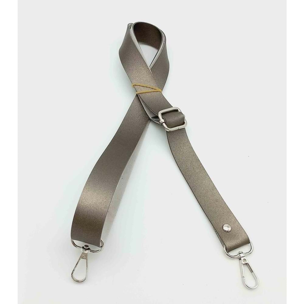 Çanta Aksesuar Suni Deri Ayarlı Çanta Sapı 120X2.4 Cm Parlak Gri Gümüş Metal