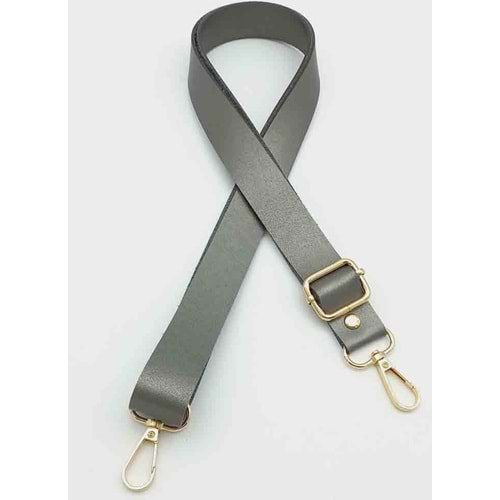 Çanta Aksesuar Suni Deri Ayarlı Çanta Sapı 120X2.4 Cm Parlak Gri Light Gold Metal