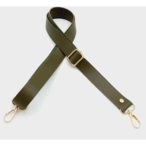 Çanta Aksesuar Suni Deri Ayarlı Çanta Sapı 120X2.4 Cm Haki Light Gold Metal
