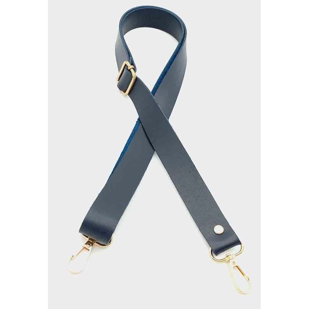 Çanta Aksesuar Suni Deri Ayarlı Çanta Sapı 120X2.4 Cm Lacivert Light Gold Metal
