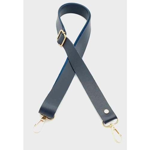 Çanta Aksesuar Suni Deri Ayarlı Çanta Sapı 120X2.4 Cm Lacivert Light Gold Metal