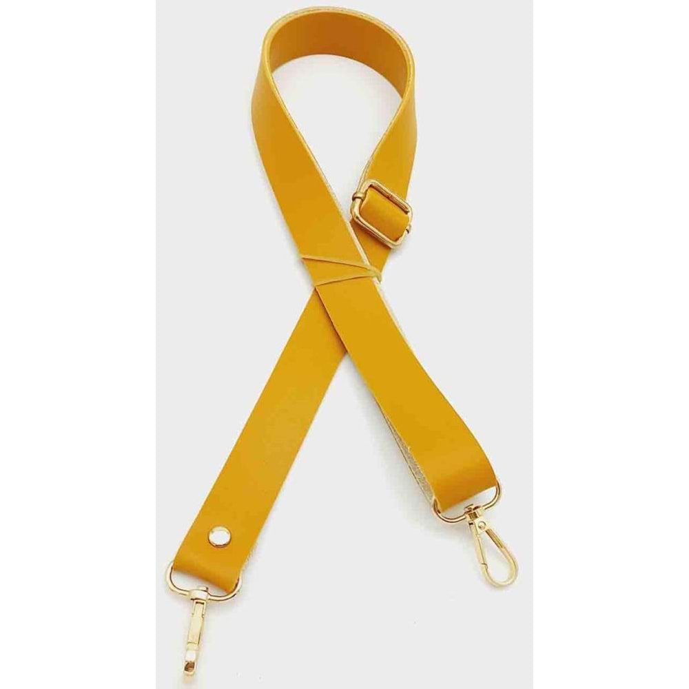 Çanta Aksesuar Suni Deri Ayarlı Çanta Sapı 120X2.4 Cm Hardal Light Gold Metal