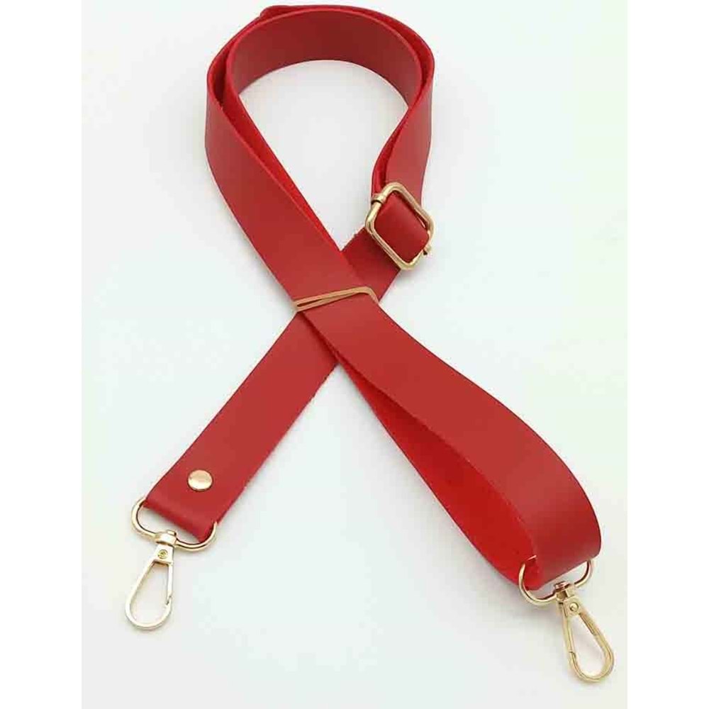 Çanta Aksesuar Suni Deri Ayarlı Çanta Sapı 120X2.4 Cm Kırmızı Light Gold Metal