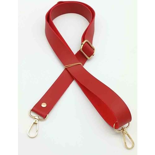 Çanta Aksesuar Suni Deri Ayarlı Çanta Sapı 120X2.4 Cm Kırmızı Light Gold Metal