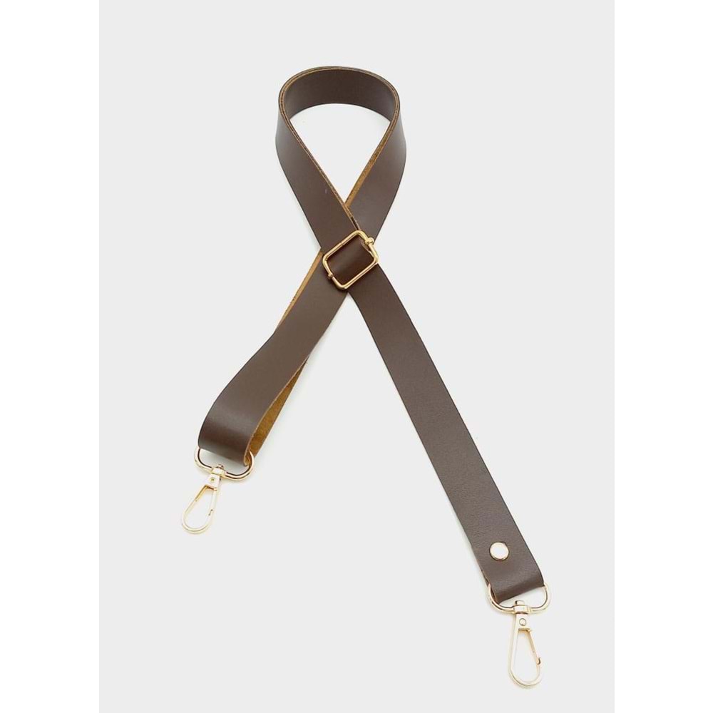 Çanta Aksesuar Suni Deri Ayarlı Çanta Sapı 120X2.4 Cm Kahverengi Light Gold Metal