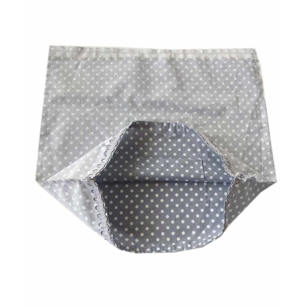 Çanta Aksesuar Fermuarsız 28X28 Cm Dikilmiş Astar Puantiye Açık Gri