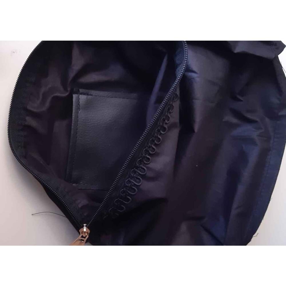 Çanta Aksesuar Siyah 28X28 Cm, Dikilmiş Halde, Fermuarlı Astar