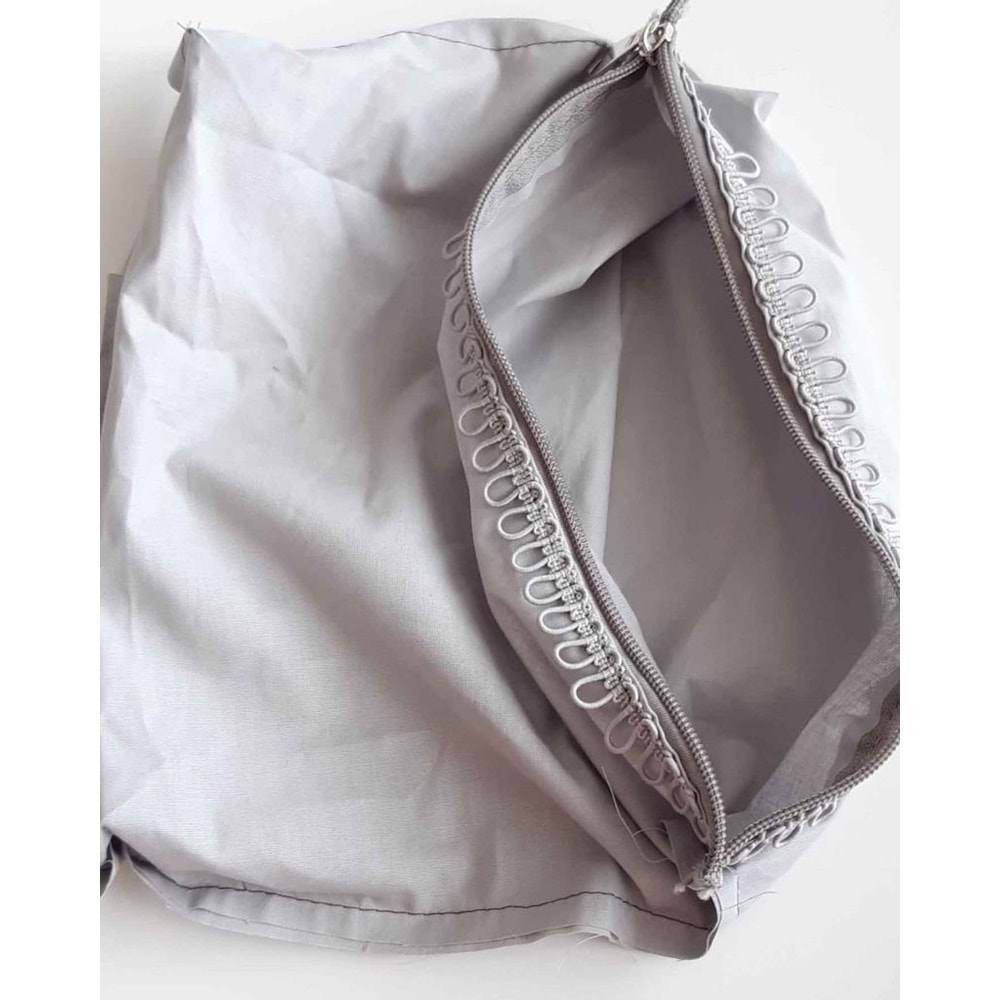 Çanta Aksesuar Gri 38X38 Cm, Dikilmiş Halde, Fermuarlı Astar