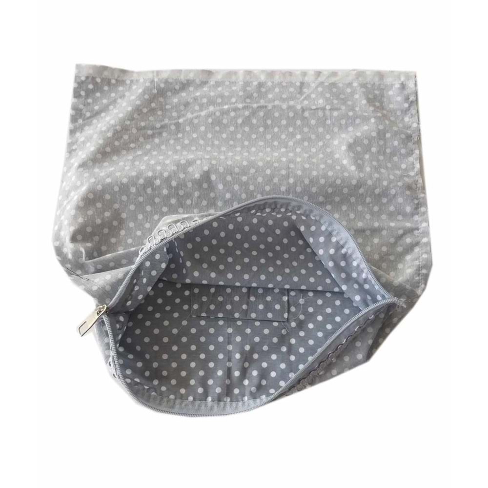 Çanta Aksesuar 38X38 Cm Dikilmiş Halde Fermuarlı Astar Gri Puantiyeli