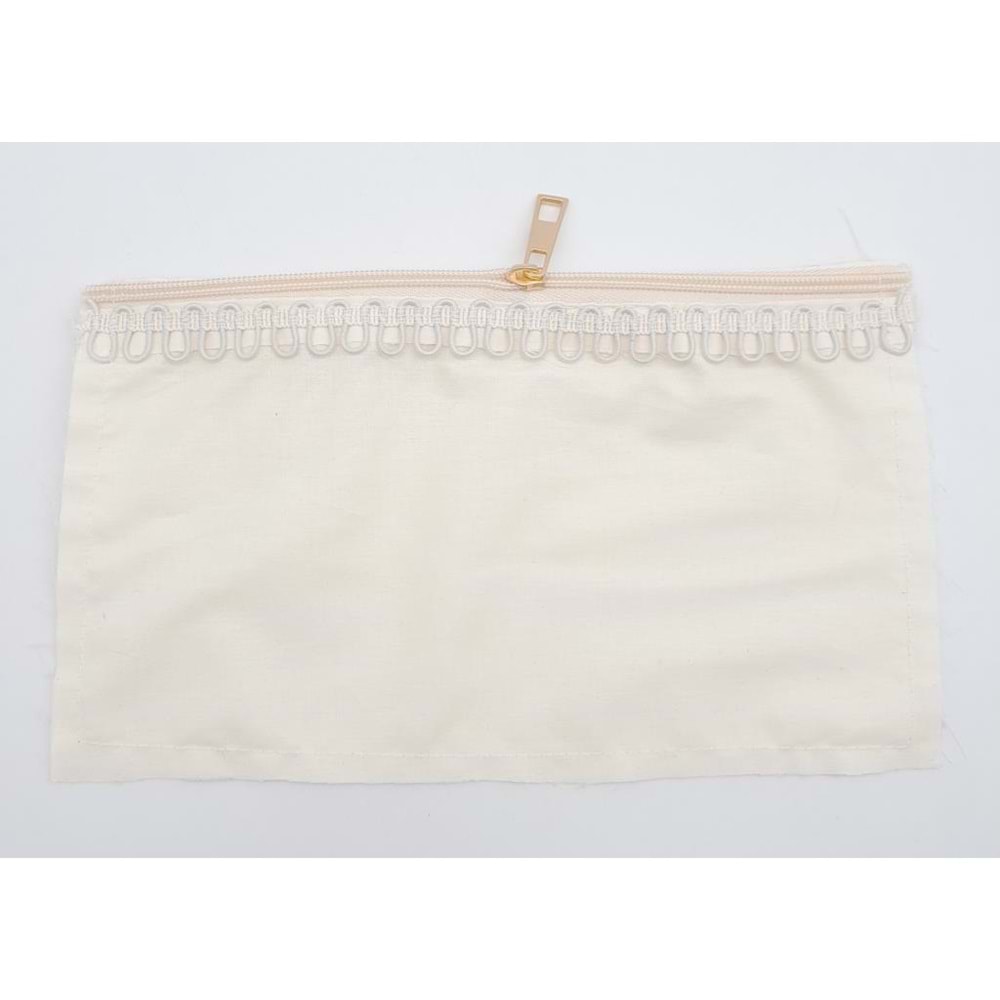 Çanta Aksesuar 25x15 cm Dikilmiş Fermuarlı Astar Krem Renk