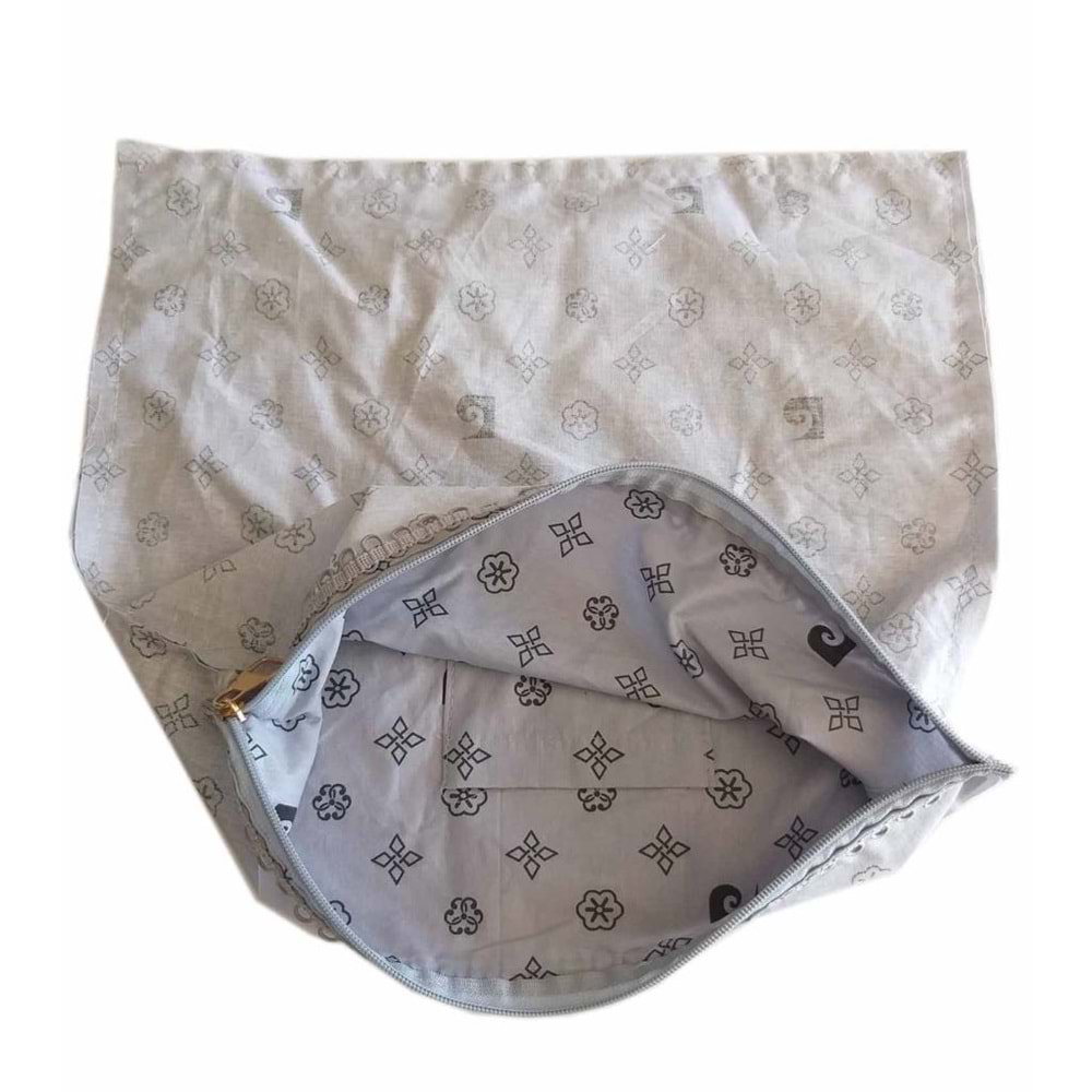 Çanta Aksesuar 38X38 Cm Dikilmiş Fermuarlı Astar Pc Desen Açık Gri