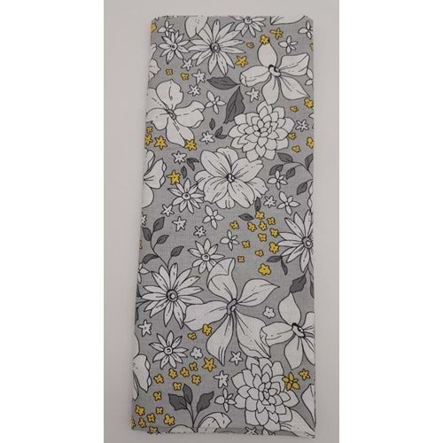 Çanta Aksesuar 120X50 Cm Gri Çiçekli Desen Pamuklu Astarlık Kumaş No:17
