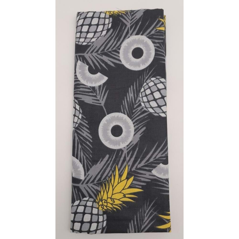 Çanta Aksesuar 120X50 Cm Koyu Gri Ananas Desen Pamuklu Astarlık Kumaş No:19